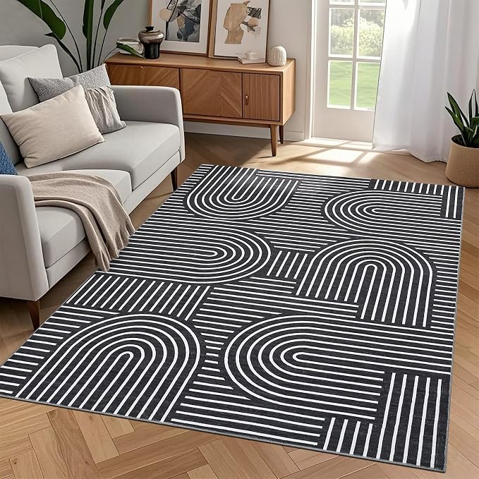 Washable Rug 3x5 Area Rugs for Living Room, Abstract Rug for Bedroom, Soft by ROYHOME