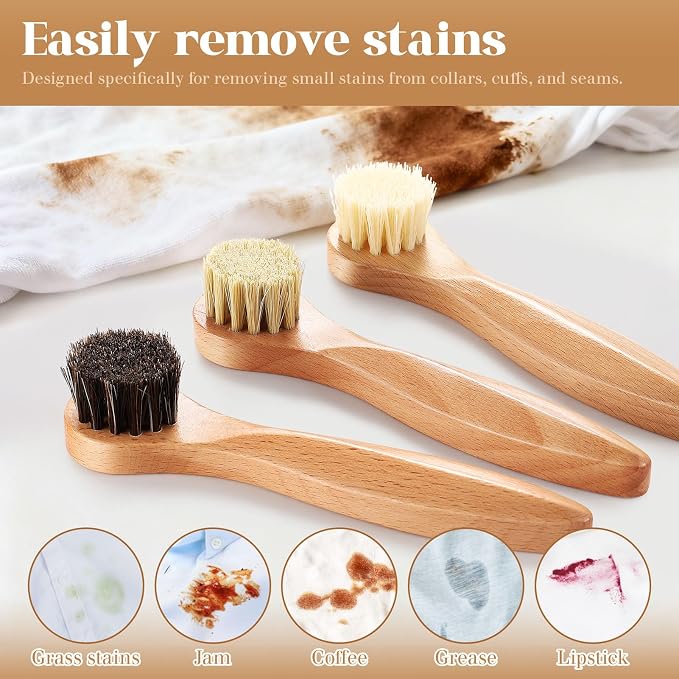 3 Pcs Wooden Laundry Stain Brush Stain Remover Dauber Brushes - Image 3