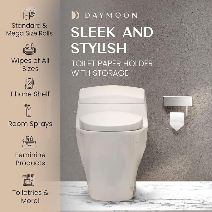 Day Moon™ Brushed Nickel Toilet Paper Holder - Image 3