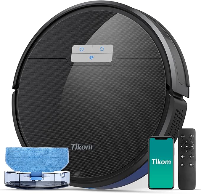 Tikom G8000 Pro Robot Vacuum and Mop Combo, 4500Pa Suction, 150Mins Max by Tikom