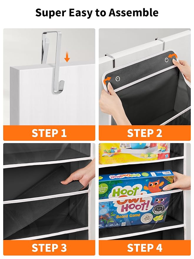 JARLINK Toy Stuffed Animal Storage, Over The Door Organizer W/Clear View Windows - Image 9