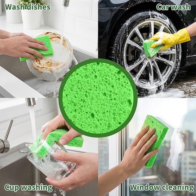 12 PCS Pop up Sponges Kitchen Cellulose Sponges 4.33 X 2.76 Inch Green Kitchen - Image 3