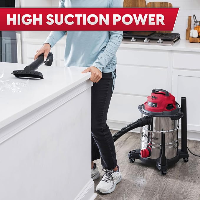 Vacmaster VOC812SF 1101 8-Gallon Premium Stainless Steel Wet/Dry Vacuum - Image 3