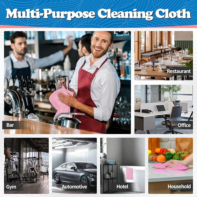 FIXSMITH Microfiber Cleaning Cloth, Shop Towels Bulk, 24 Pack Pink Microfiber - Image 7