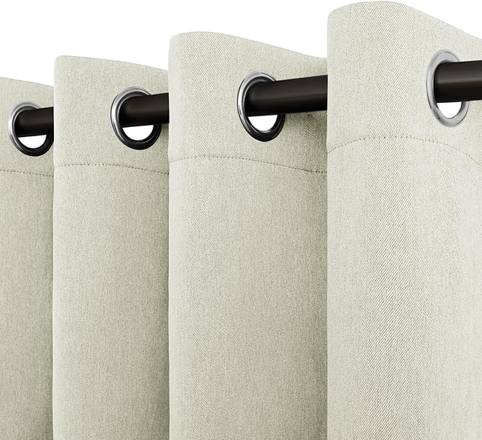 Easy-Going Linen Look Blackout Curtain Grommet Window Curtain Drapes for Bedroom, Living Room Thermal Insulated Room Darkening (2 Panels, 52x84 inch, Beige)