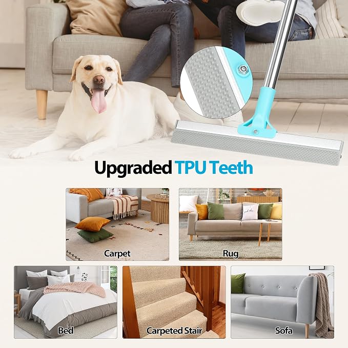 Carpet Rake for Pet Hair Removal Tool, 2 in 1 TPU and Copper Rake Teeth - Image 6