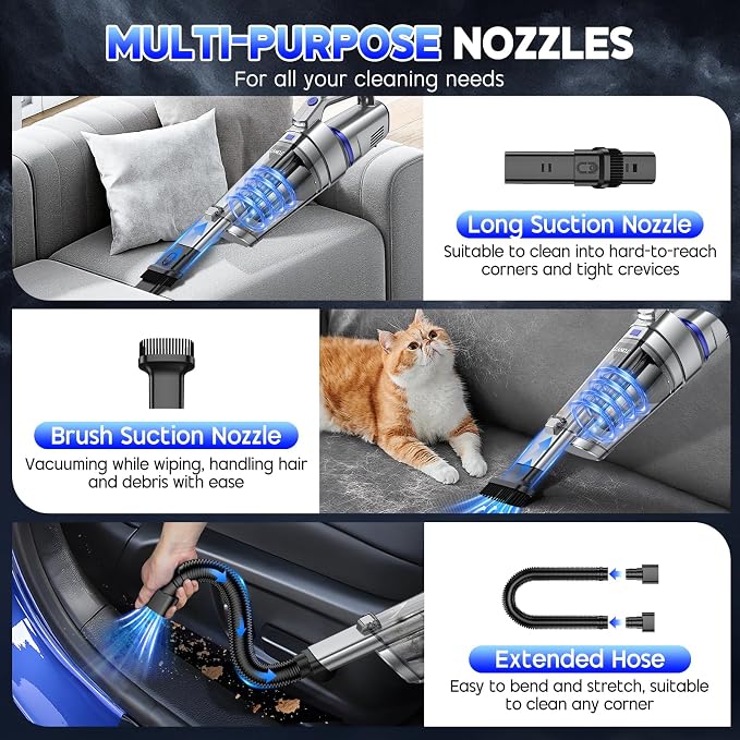 JONYJ Handheld Vacuum Cordless, 16000PA Strong Suction Hand Held Car Vacuum - Image 3