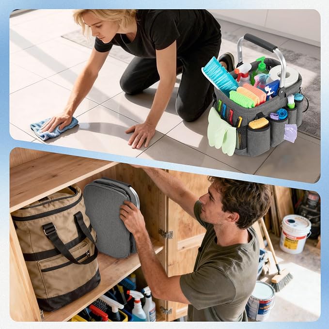 Cleaning Caddy Organizer with Handle, Cleaning Tote Bag with Multiple Pockets - Image 7