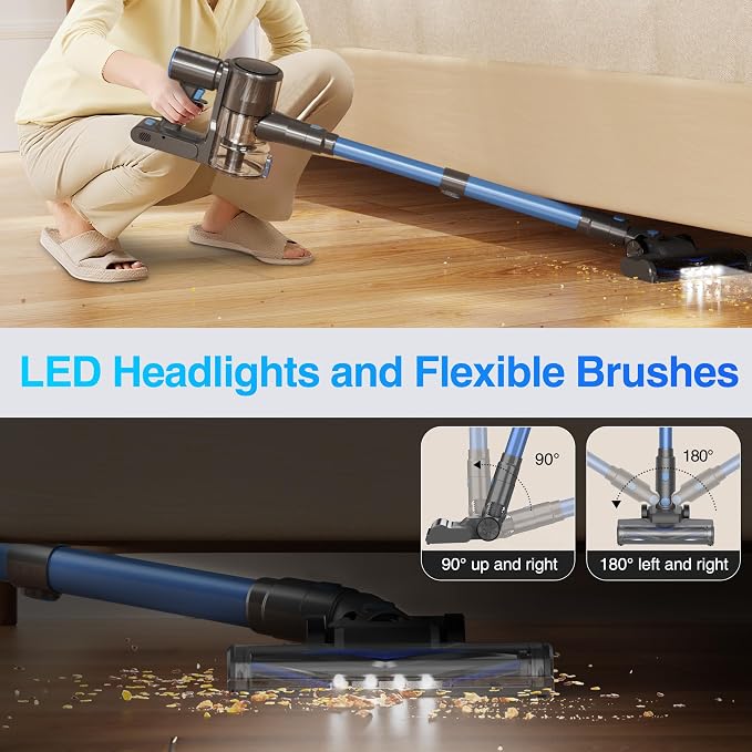 Zefiro Cordless Vacuum Cleaner for Home, 550W /48Kpa 50Mins Stick Vacuum - Image 7