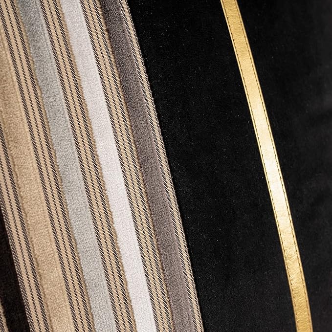 Yangest Black Striped Patchwork Throw Pillow Cover Gold Leather Cushion Cover Zippered Pillowcase for Sofa Couch Bedroom Living Room Home Decoration,20x20 Inch