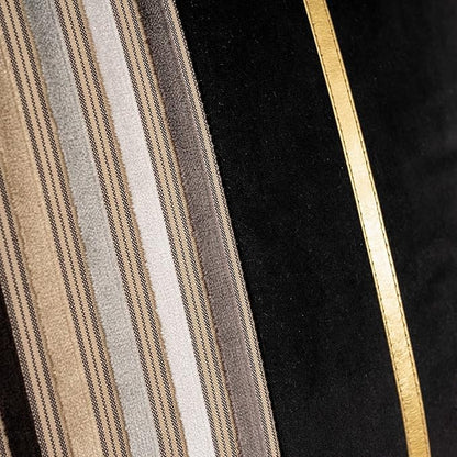 Yangest Black Striped Patchwork Throw Pillow Cover Gold Leather Cushion Cover Zippered Pillowcase for Sofa Couch Bedroom Living Room Home Decoration,20x20 Inch
