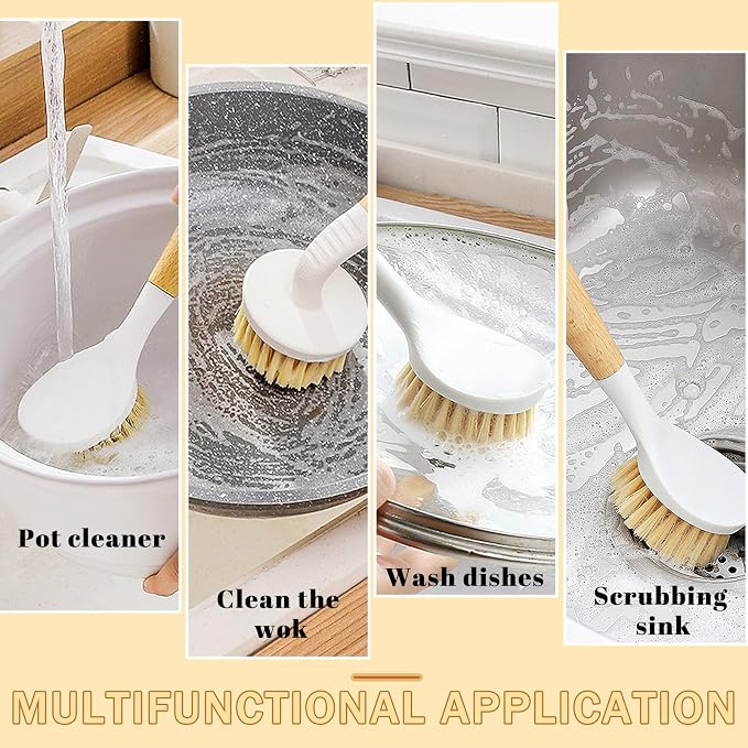 Dish Brush with Handle, Long and Short Handle Kitchen Scrub Brushes with Tough - Image 5