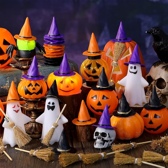 48 Pcs Mini Witch Hats and Broom - Image 2