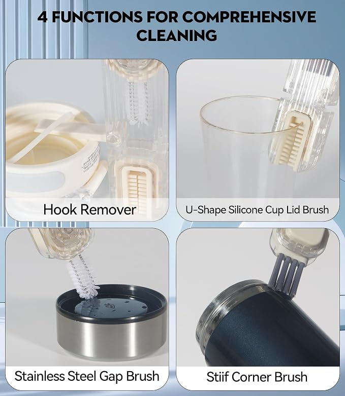 4 in 1 Cup Lid Gap Cleaning Brush, Mutipurpose Tiny Silicone Cup Holder Cleaner - Image 5