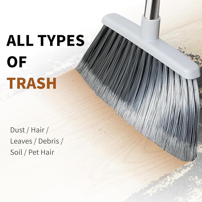 Broom, Outdoor Brooms for Sweeping Indoor, Adjustable 55" Pet Hair Removal - Image 4