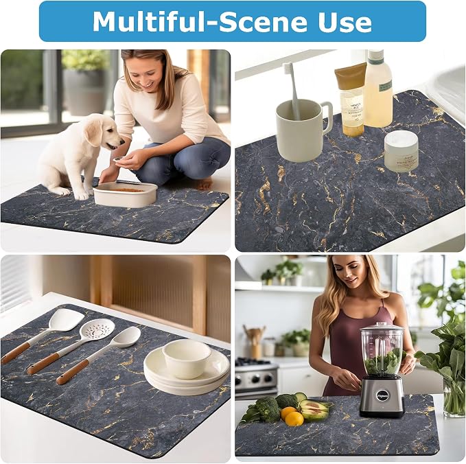 Dish Drying Mat Coffee Bar Mat for Kitchen Counter, Absorbent Dish Rack Pad - Image 7