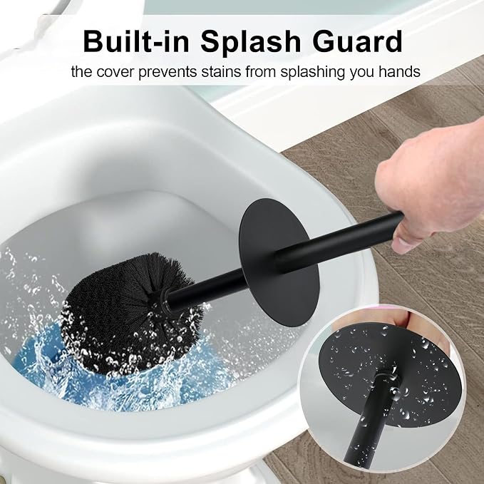 Contemporary Ribbed Design Resin Toilet Holder and Brush Set - Image 4