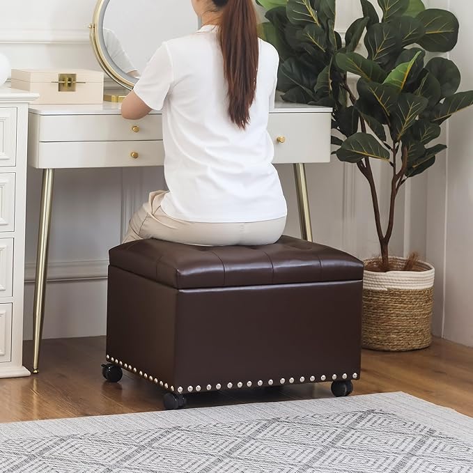 Joveco Leather Storage Ottoman - Image 4
