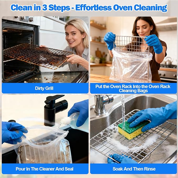 Palksky Oven Rack Cleaning Bags, 27.5''*19.6'' Heavy Duty No Scrub Oven Rack - Image 3