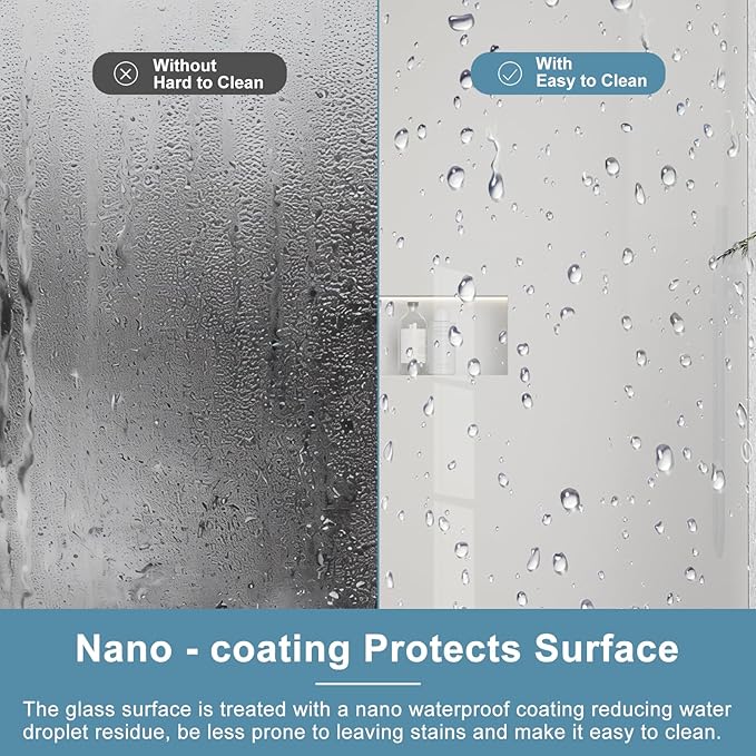 Bathbliss Framed Pivot Shower Door, Glass Shower Door in Chrome, 46.5" to 48" W - Image 4