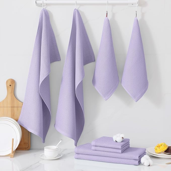 Homaxy 100% Cotton Kitchen Towels and Dishcloths Set, 12 x 12 Inches and 13 x - Image 7