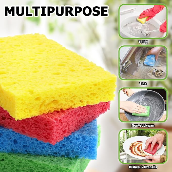 Compressed Natural Cellulose Sponges 24 Pack Regular Size Multicolor Soft - Image 5