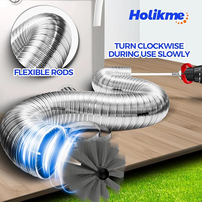 Holikme 30 Feet Dryer Vent Cleaner Kit, Flexible Lint Brush - Image 2
