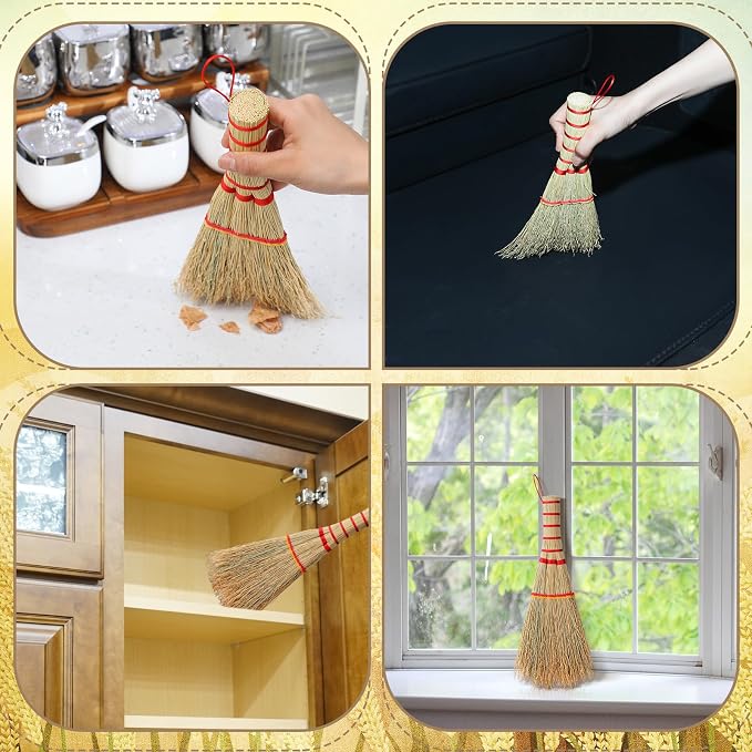 Suclain 2 Pcs Small Corn Whisk Brush Broom 100% Handmade 12 Inch Handheld Brush - Image 7