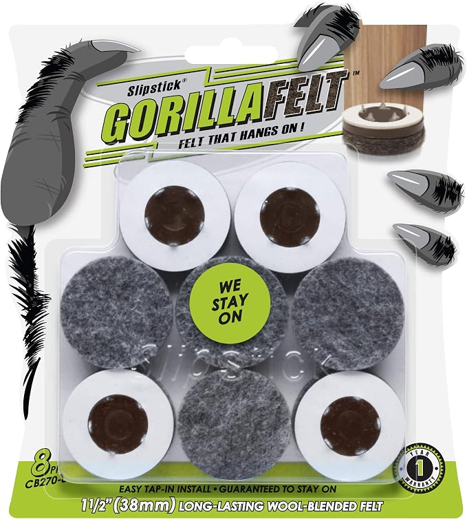 Slipstick GorillaFelt 1-1/2 Inch Felt Glides/Furniture Feet Floor Protectors by Slipstick
