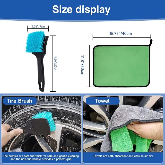 5 Pack Car Wheel and Tire Cleaner Brushes Kit Auto Motorcycle Rim Ultra Soft - Image 5