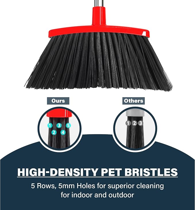 Broom and Dustpan Set 55", Long Adjustable Stainless Steel Handle, Large Size - Image 4