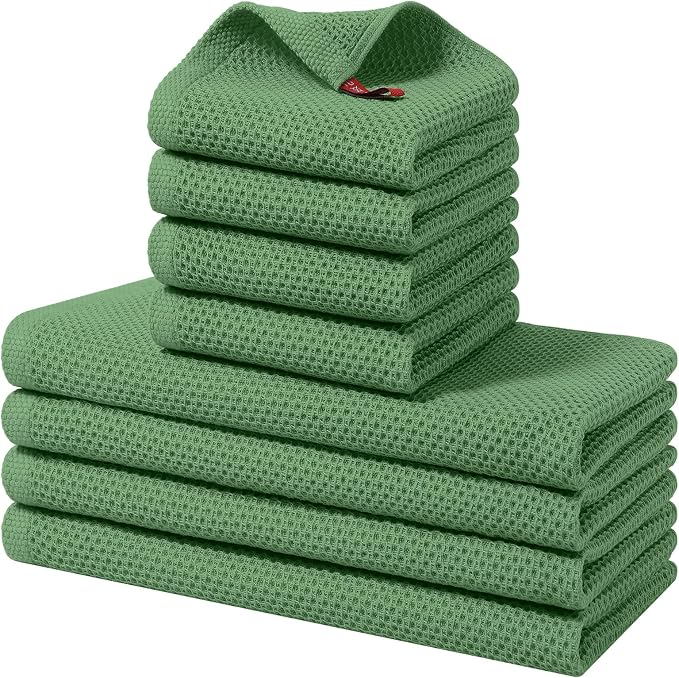 Homaxy 100% Cotton Kitchen Towels and Dishcloths Set, 12 x 12 Inches and 13 x by Homaxy