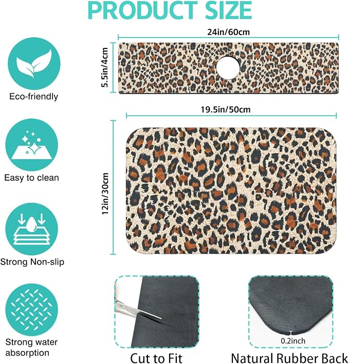 Dish Drying Mat for Kitchen Counter Matt, Super Absorbent Non-slip Rubber Backed - Image 2
