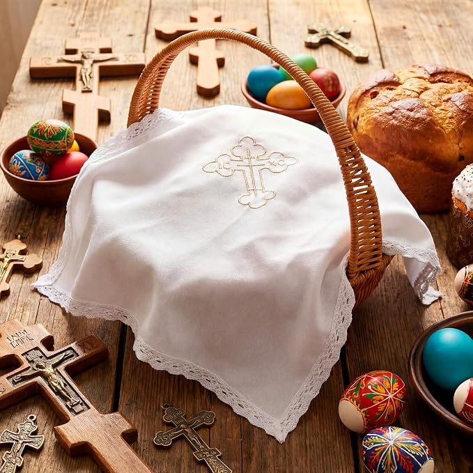 Easter Orthodox Pascha Basket Cover Table Decoration Easter Religious Gift 16" by HunnmingRe