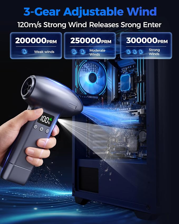 Upgraded Compressed Air Duster-300000RPM Ultra-Powerful Brushless Motor - Image 3