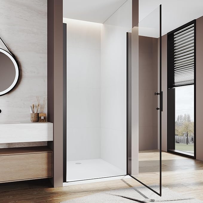 Glass Shower Door 35.5-37" W x 72" H, UCALAFEE Frameless Pivot Shower Door - Image 9