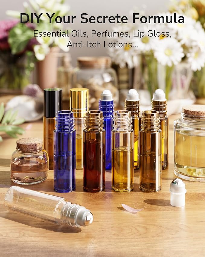 ULG Essential Oil Roller Bottles 48 Pack 10ml Cobalt Blue Glass Empty Bottles - Image 7