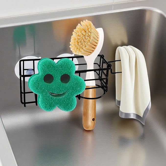 Sponge Holder Smile Face with Dish Cloth Hanger - Image 3