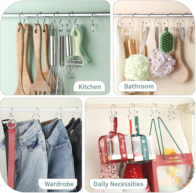 Goowin Shower Curtain Hooks, Stainless Steel Shower Curtain Hangers, Metal - Image 8