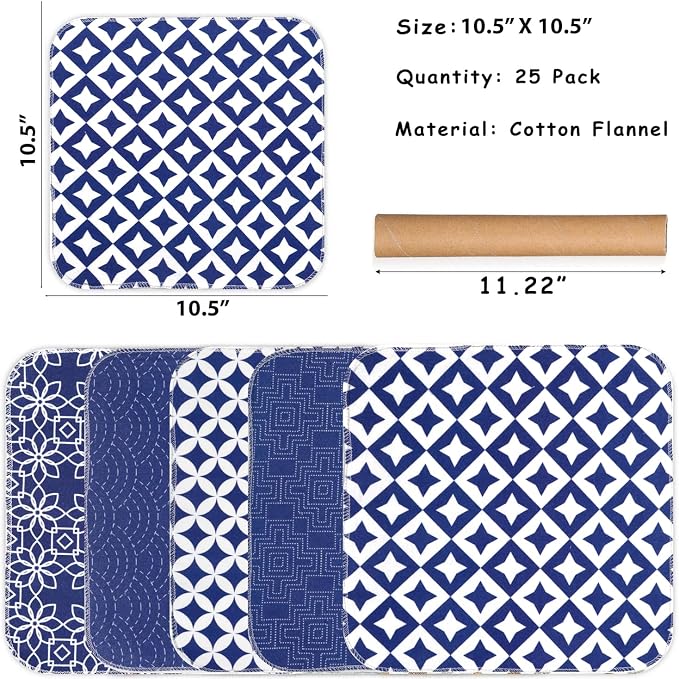 25 Pack Reusable Tissue Paperless Towel Roll Washable Cotton - Image 2