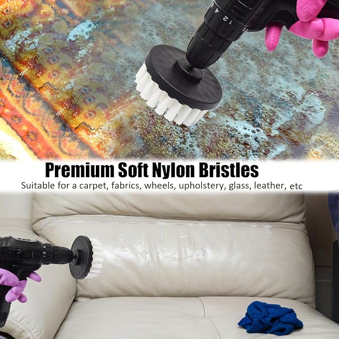 8 Pack Drill Brush Attachment Set, 1/4in Power Scrubber Brush + Extend Long - Image 3