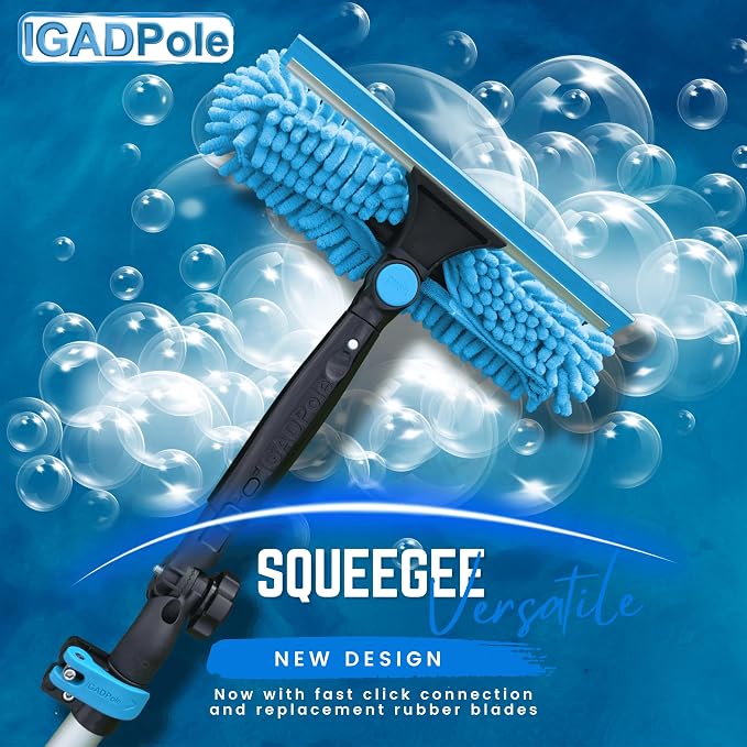 23ft IGADPole Washing Kit: Water-fed Brush, Cobweb Duster and 10” Squeegee and - Image 3