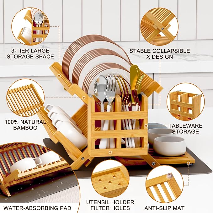Greenual Bamboo Dish Drying Rack - Image 5