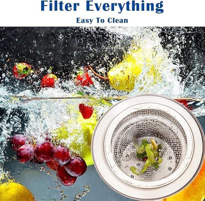 12 pcs Heavy Duty Stainless Steel Slop Basket Filter Trap, 2.75" Top / 1" Mesh - Image 6