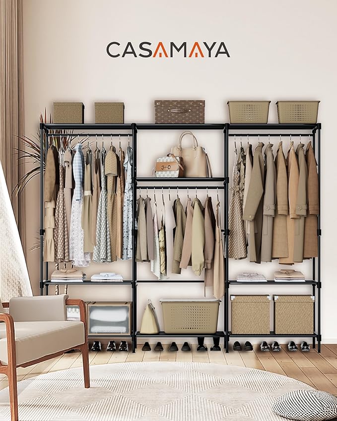 Clothes Rack, Portable Closet, 81.1 Inch Large Capacity Wardrobe Closet - Image 2