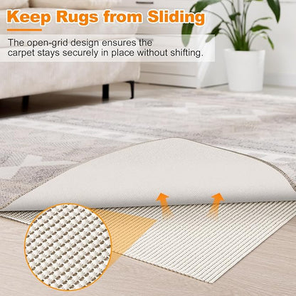 Songrey Non-Slip Rug Pad 4x6 FT, Extra Thick Carpet Pads for Hard Surfaces, Prevents Sliding and Secures Rugs, Provides Floor Protection with Comfort Cushioning