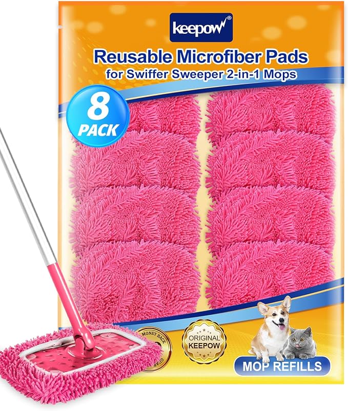 Keepow 8 Pack Reusable Mop Pads Compatible by KEEPOW
