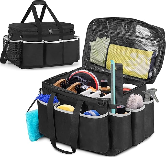 Extra-Large Detailing Bag with Waterproof EVA Hard Bottom, Auto Detail Supplies by HODRANT