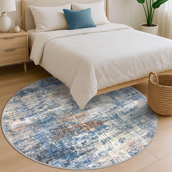 IOHOUZE Abstract Round Area Rug 6 Ft Washable Circle Rugs Large Round Rug Non - Image 8