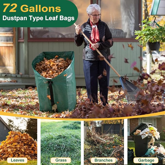 72 Gallon Large Leaf Collector, Foldable Reusable Yard Waste Bags, Heavy Duty - Image 7